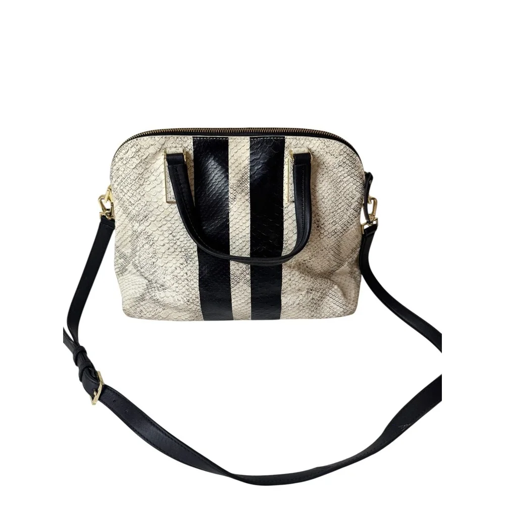 Kate Spade Satchel Handbag Snake Print‎ Black Stripe Crossbody Bag
